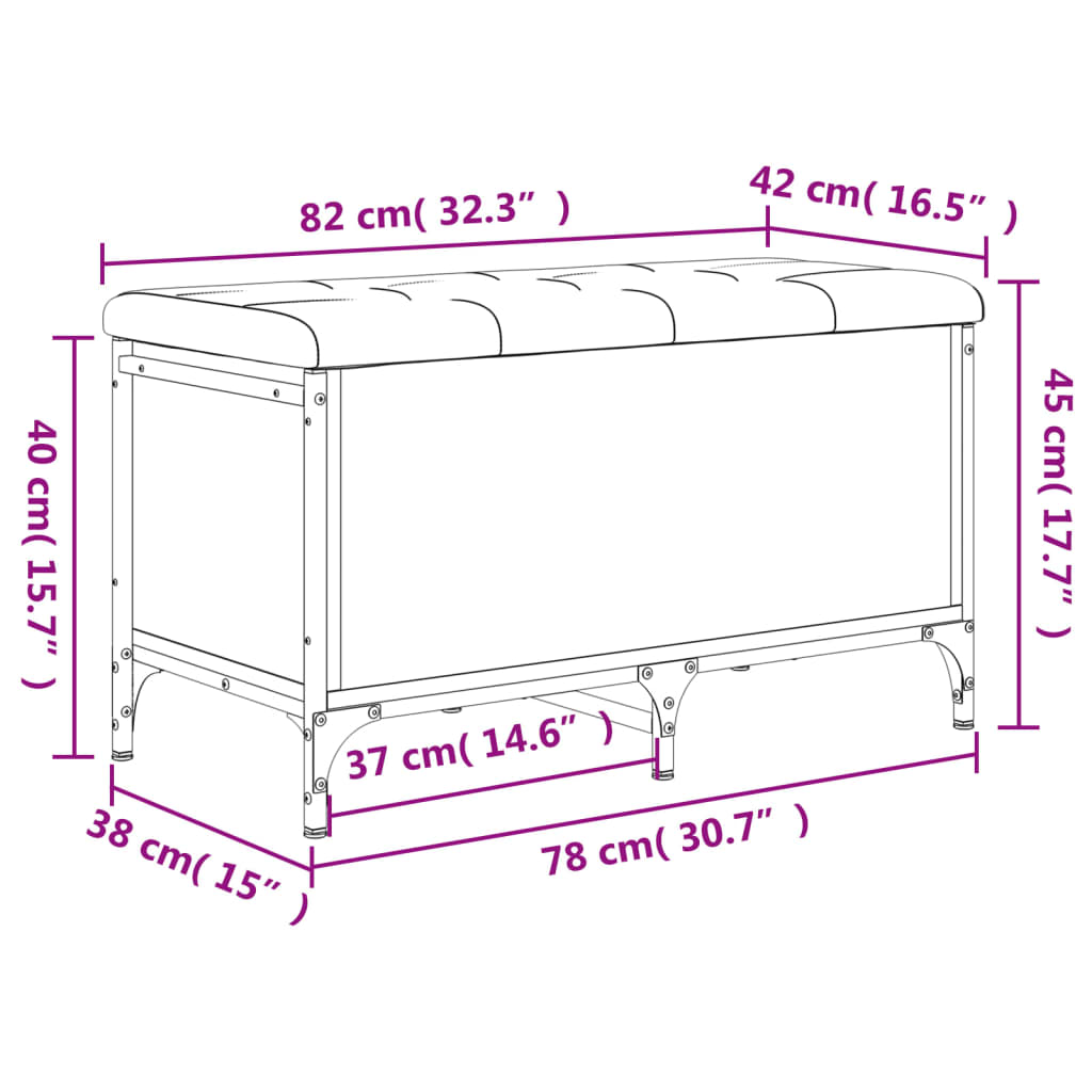 vidaXL Banc de rangement chêne sonoma 82x42x45 cm bois d'ingénierie