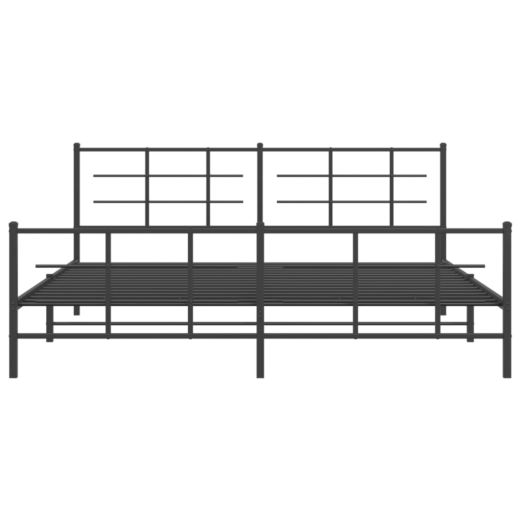 vidaXL Cadre de lit métal sans matelas avec pied de lit noir 200x200cm