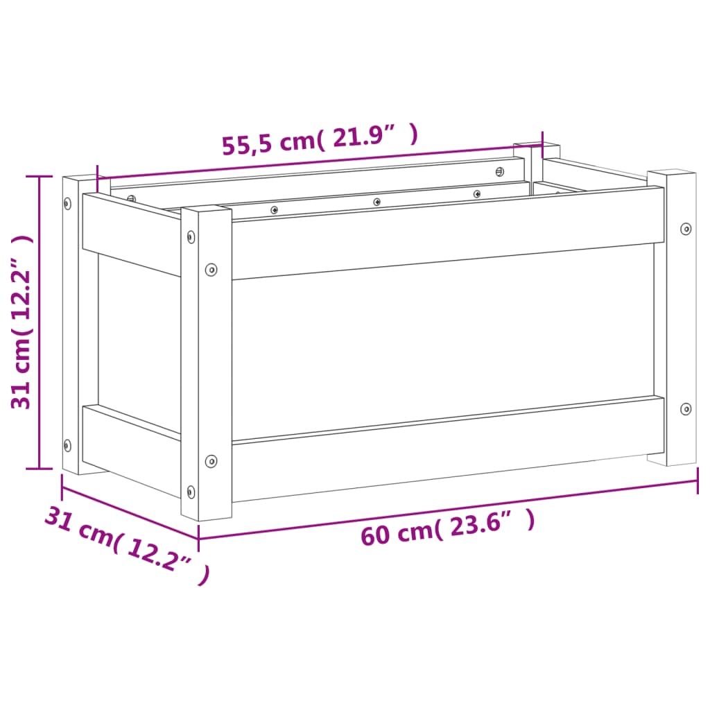 vidaXL Jardinière cire marron 60x31x31 cm bois de pin massif