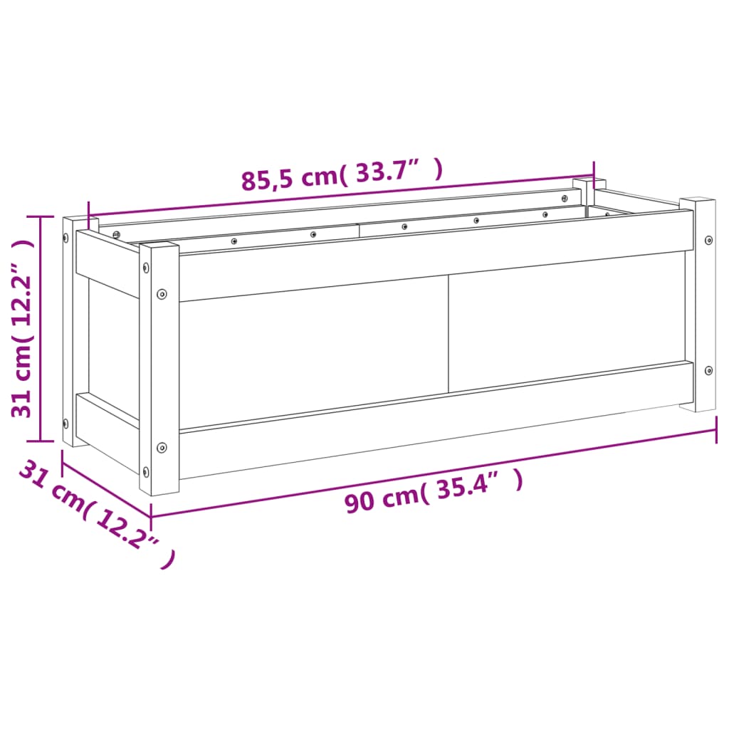 vidaXL Jardinière cire marron 90x31x31 cm bois de pin massif