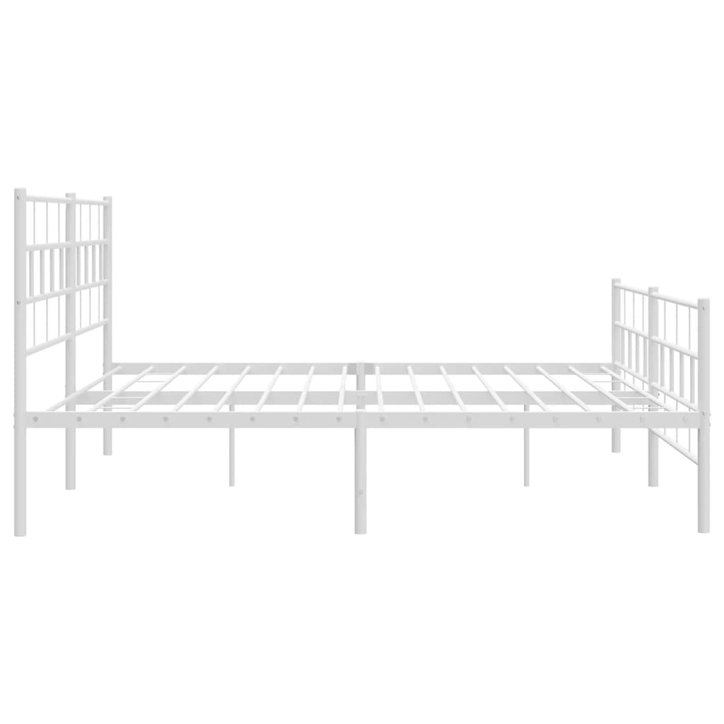 vidaXL Cadre de lit métal sans matelas et pied de lit blanc 193x203 cm