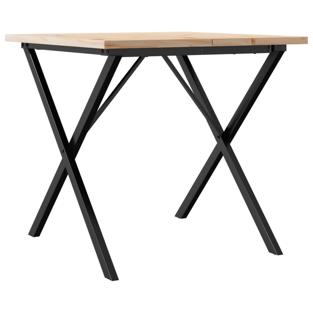 vidaXL Table à manger cadre en X 90x90x75,5cm bois de pin massif fonte