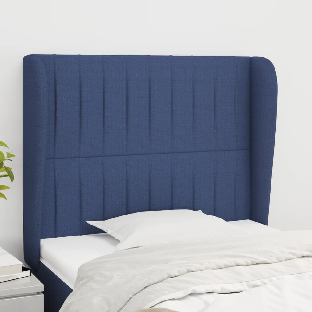 vidaXL Tête de lit avec oreilles Bleu 103x23x118/128 cm Tissu