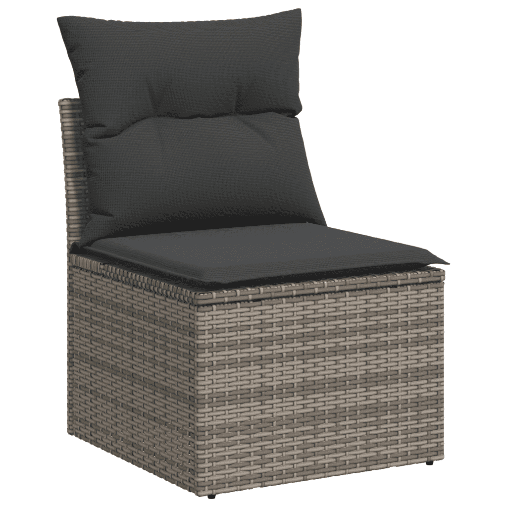 vidaXL Salon de jardin 5 pcs avec coussins gris résine tressée