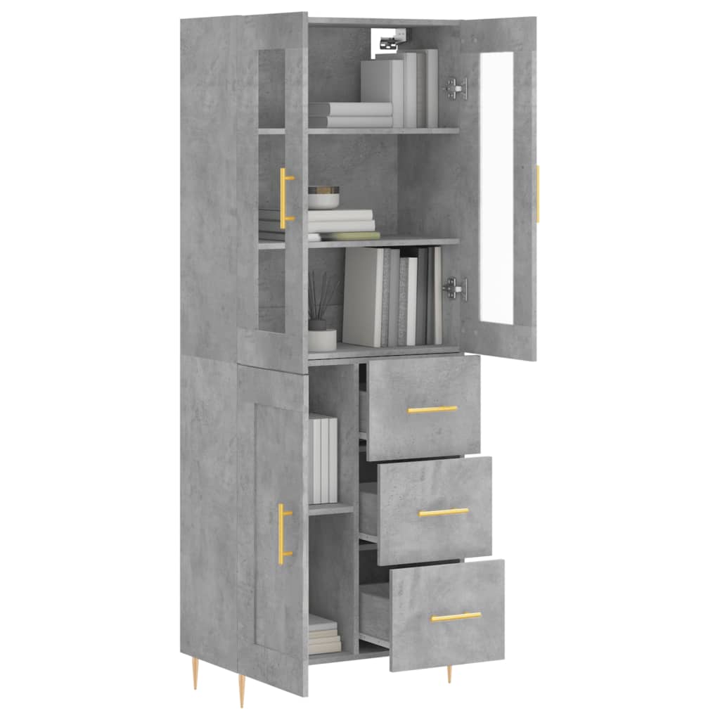 vidaXL Buffet haut Gris béton 69,5x34x180 cm Bois d'ingénierie