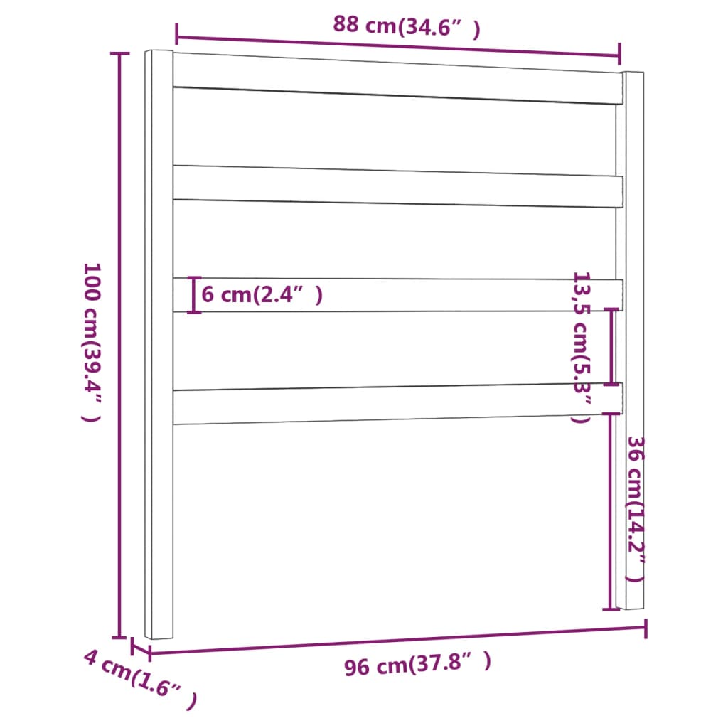 vidaXL Tête de lit Blanc 96x4x100 cm Bois massif de pin