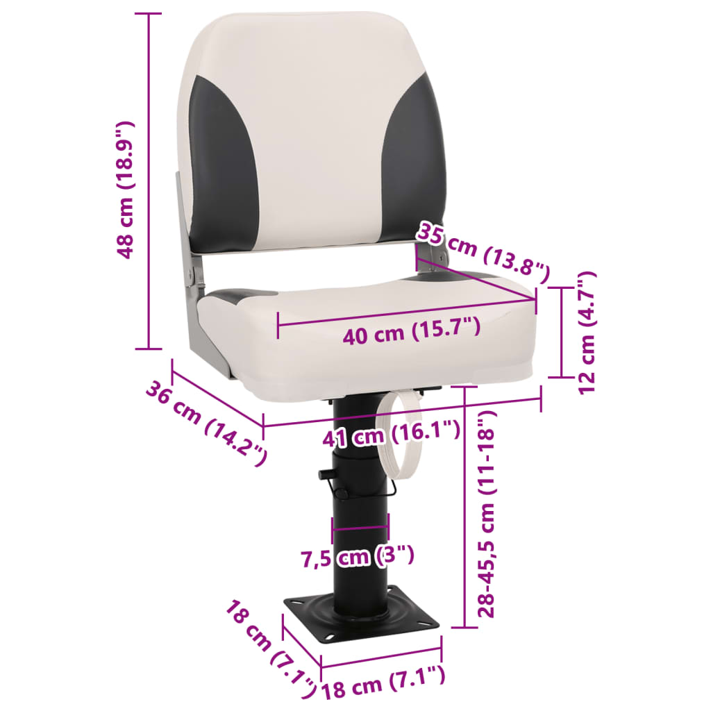 vidaXL Siège de bateau avec piédestal hauteur réglable pivotant à 360°