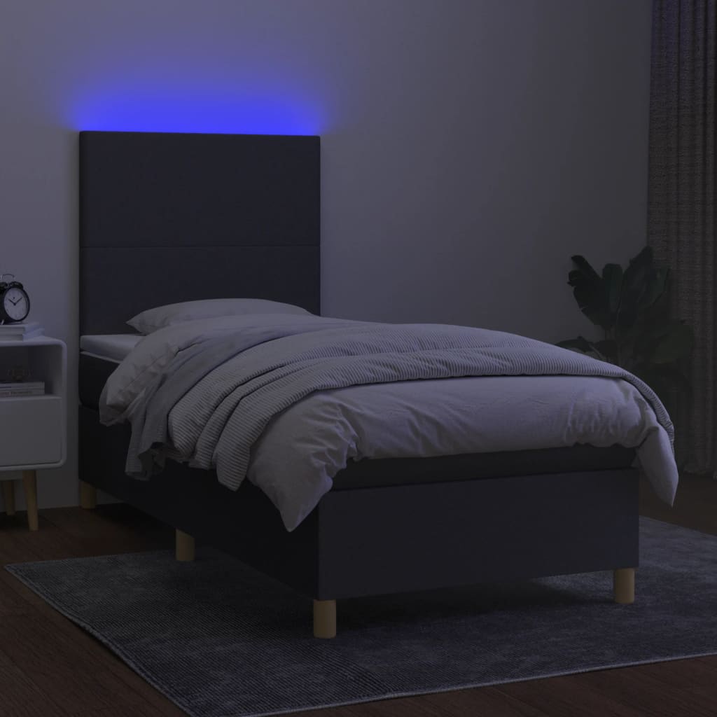 vidaXL Sommier à lattes de lit avec matelas et LED Gris foncé 90x200cm