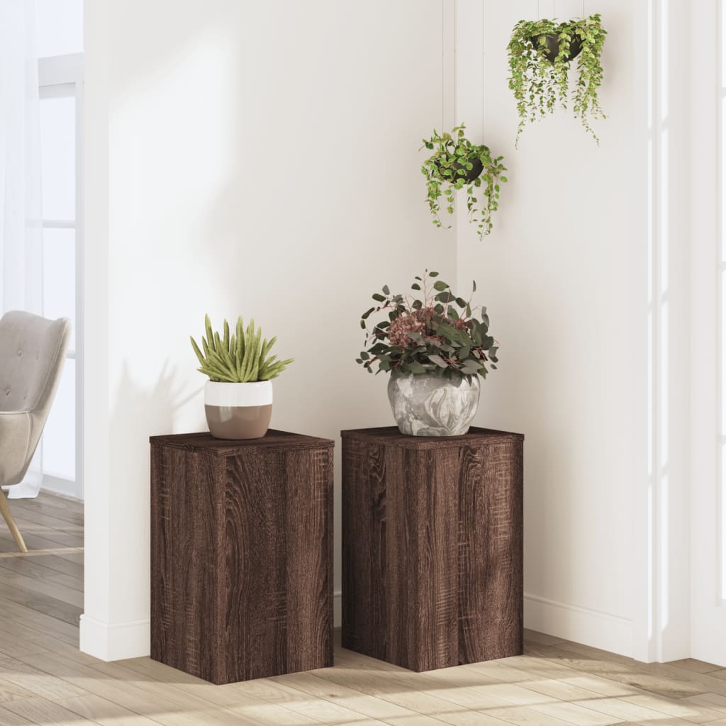 vidaXL Supports pour plantes 2 pcs chêne marron bois d'ingénierie