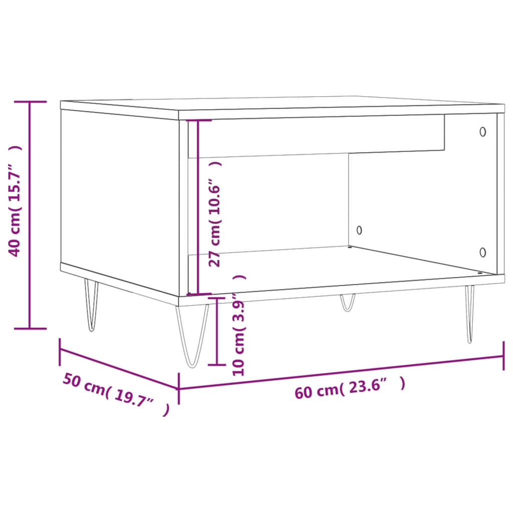 vidaXL Table basse noir 60x50x40 cm bois d'ingénierie