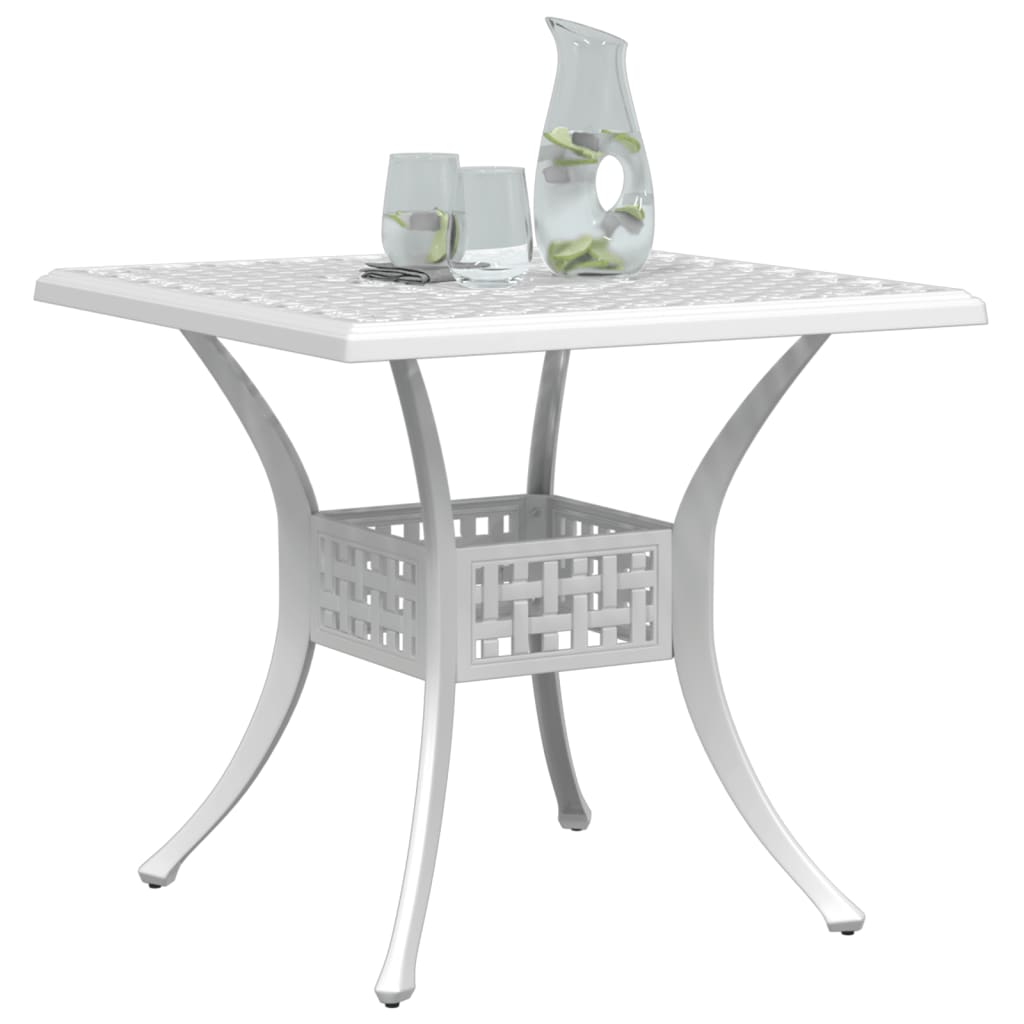 vidaXL Table de jardin blanc 80x80x75 cm aluminium coulé