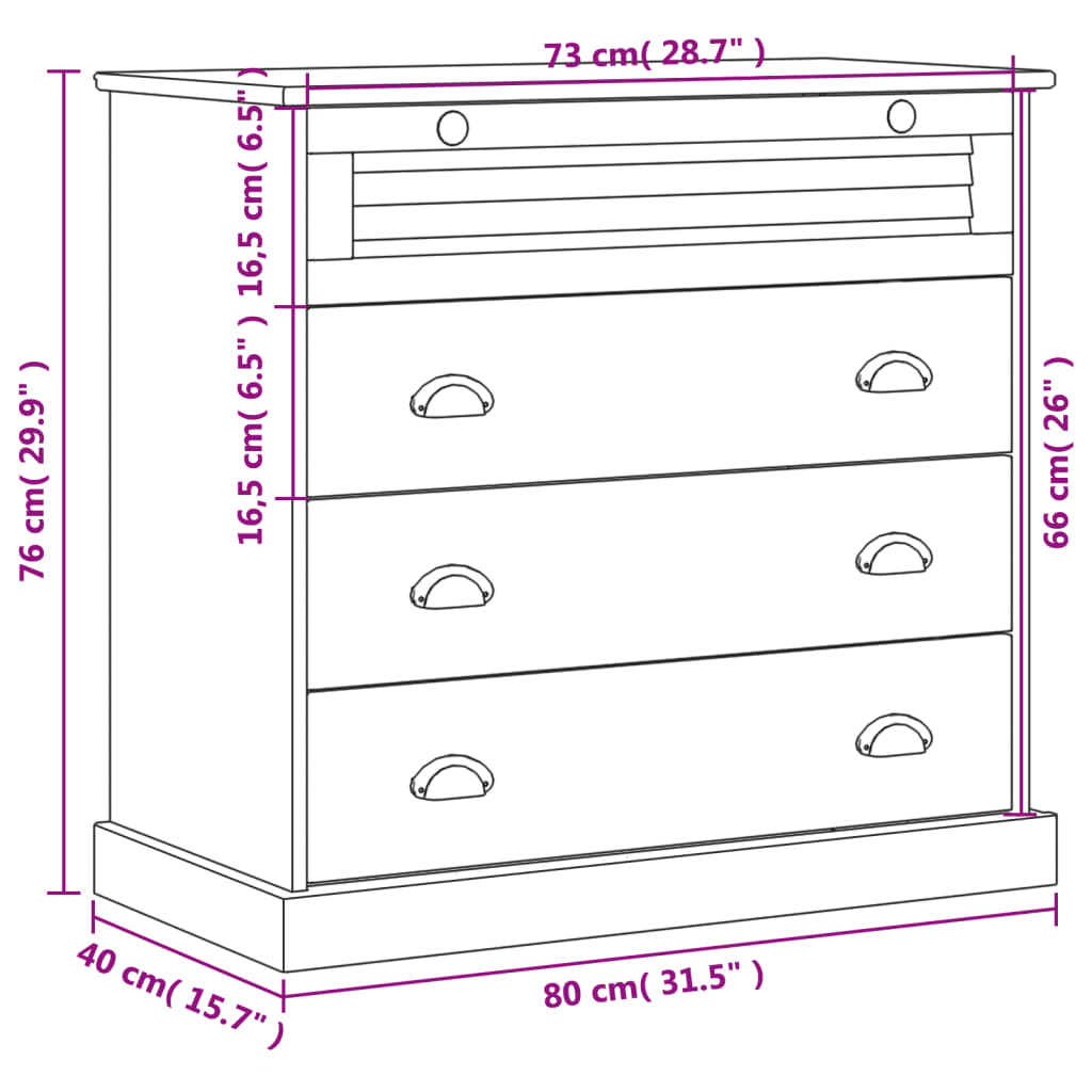 vidaXL Commode VIGO 80x40x76 cm bois massif de pin