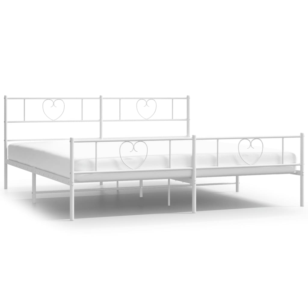 vidaXL Cadre de lit métal sans matelas et pied de lit blanc 193x203 cm