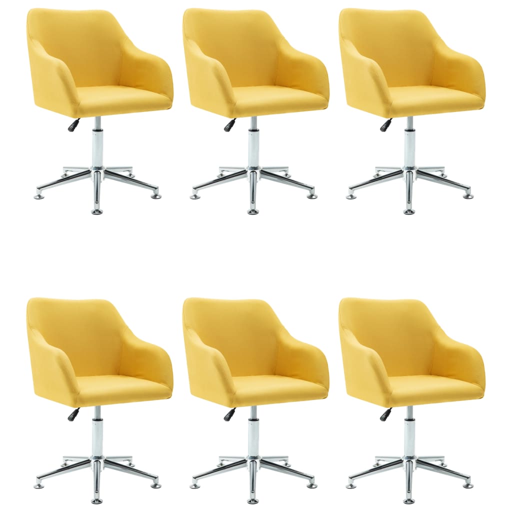 vidaXL Chaises pivotantes à manger lot de 6 jaune tissu