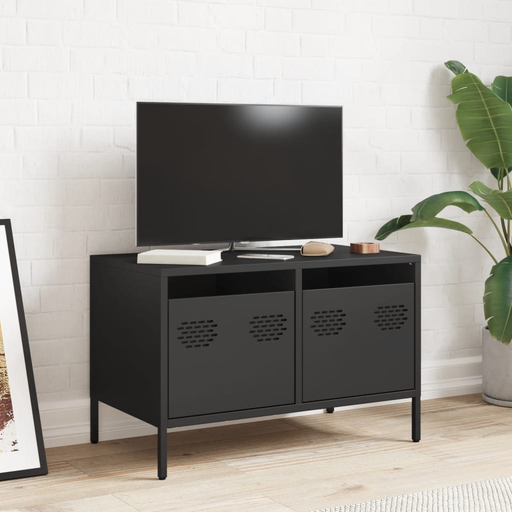 vidaXL Meuble TV noir 68x39x43,5 cm acier laminé à froid