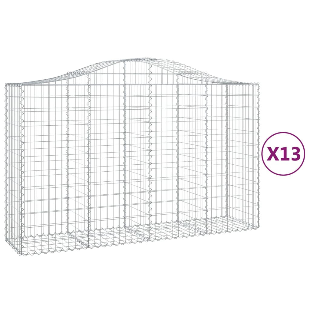 vidaXL Paniers à gabions arqués 13 pcs 200x50x120/140 cm Fer galvanisé