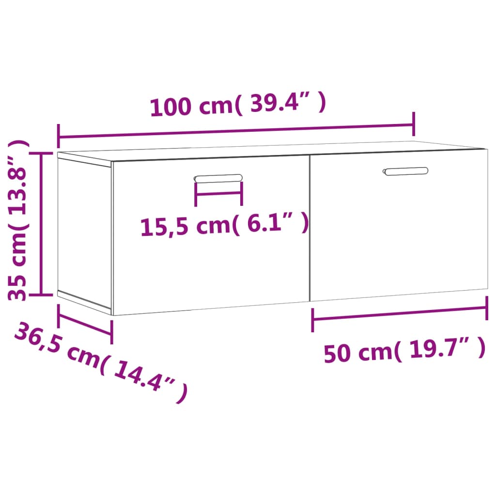 vidaXL Armoire murale gris béton 100x36,5x35 cm bois d'ingénierie