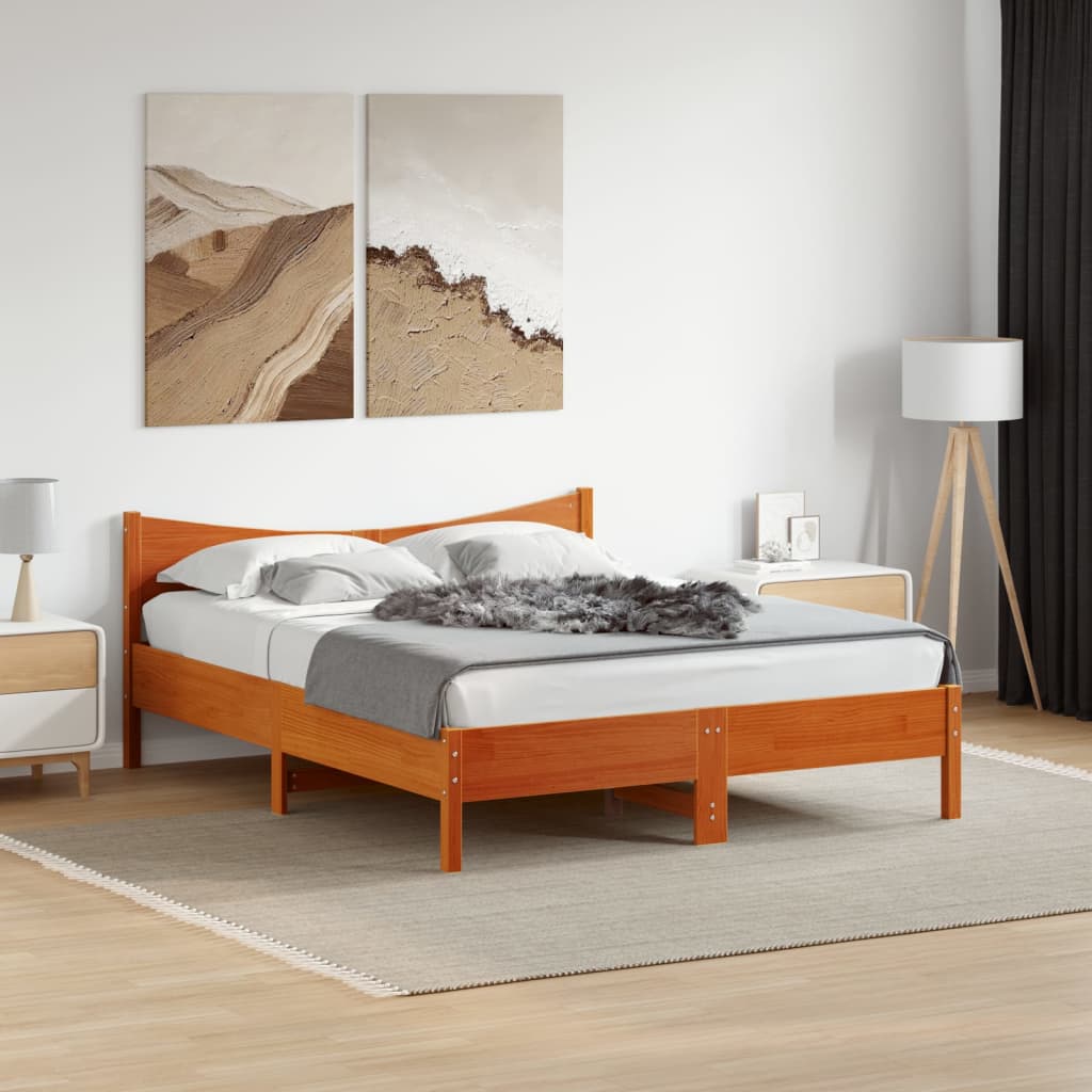 vidaXL Cadre de lit sans matelas cire marron 150x200cm bois pin massif