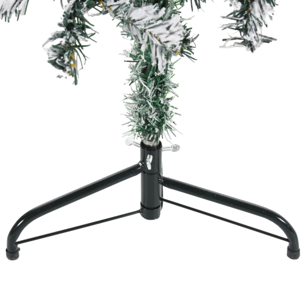 vidaXL Demi sapin de Noël artificiel mince avec neige floquée 150 cm