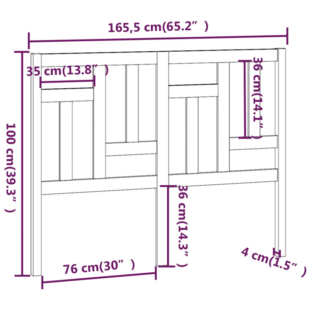 vidaXL Tête de lit Gris 165,5x4x100 cm Bois massif de pin