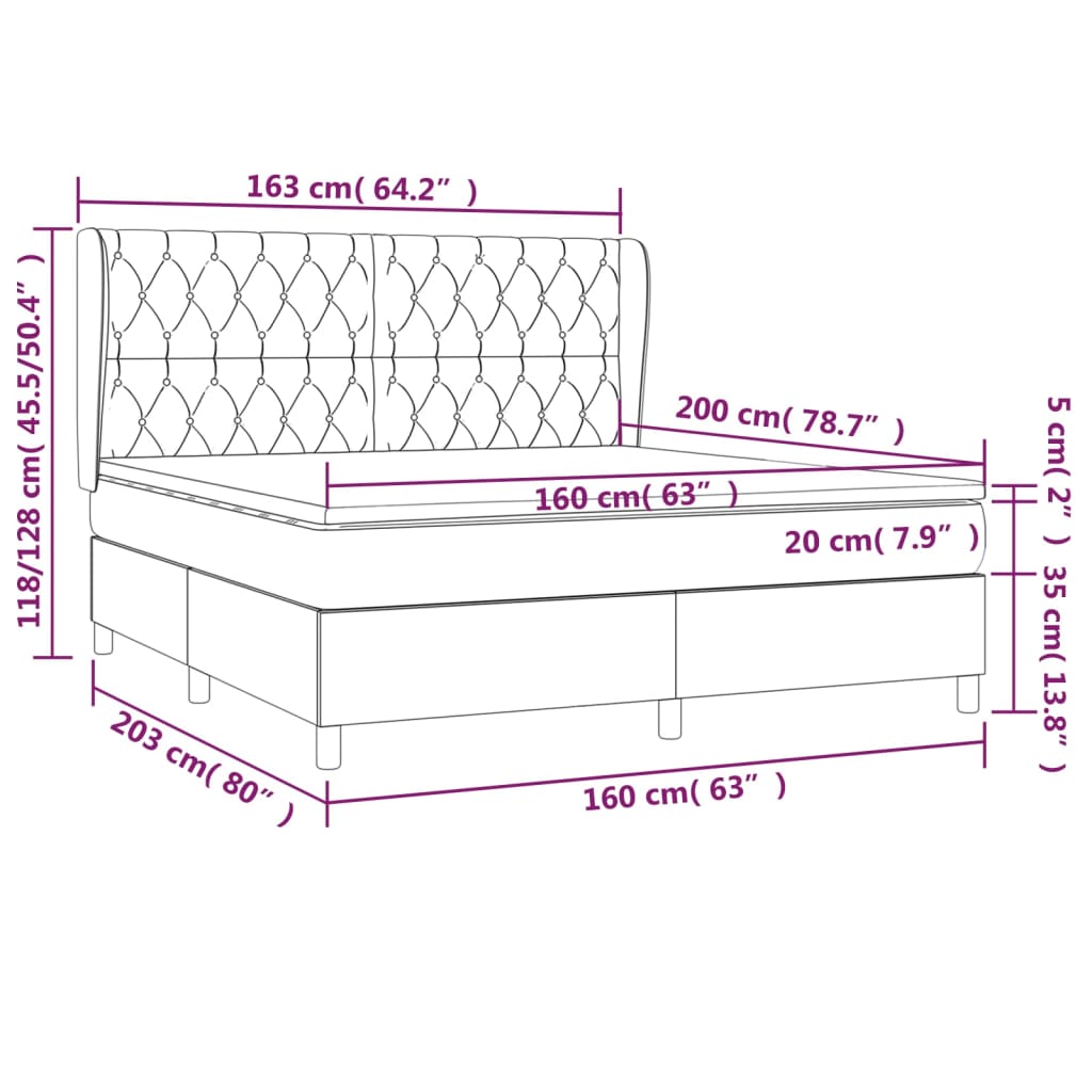 vidaXL Sommier à lattes de lit avec matelas Rose 160x200 cm Velours