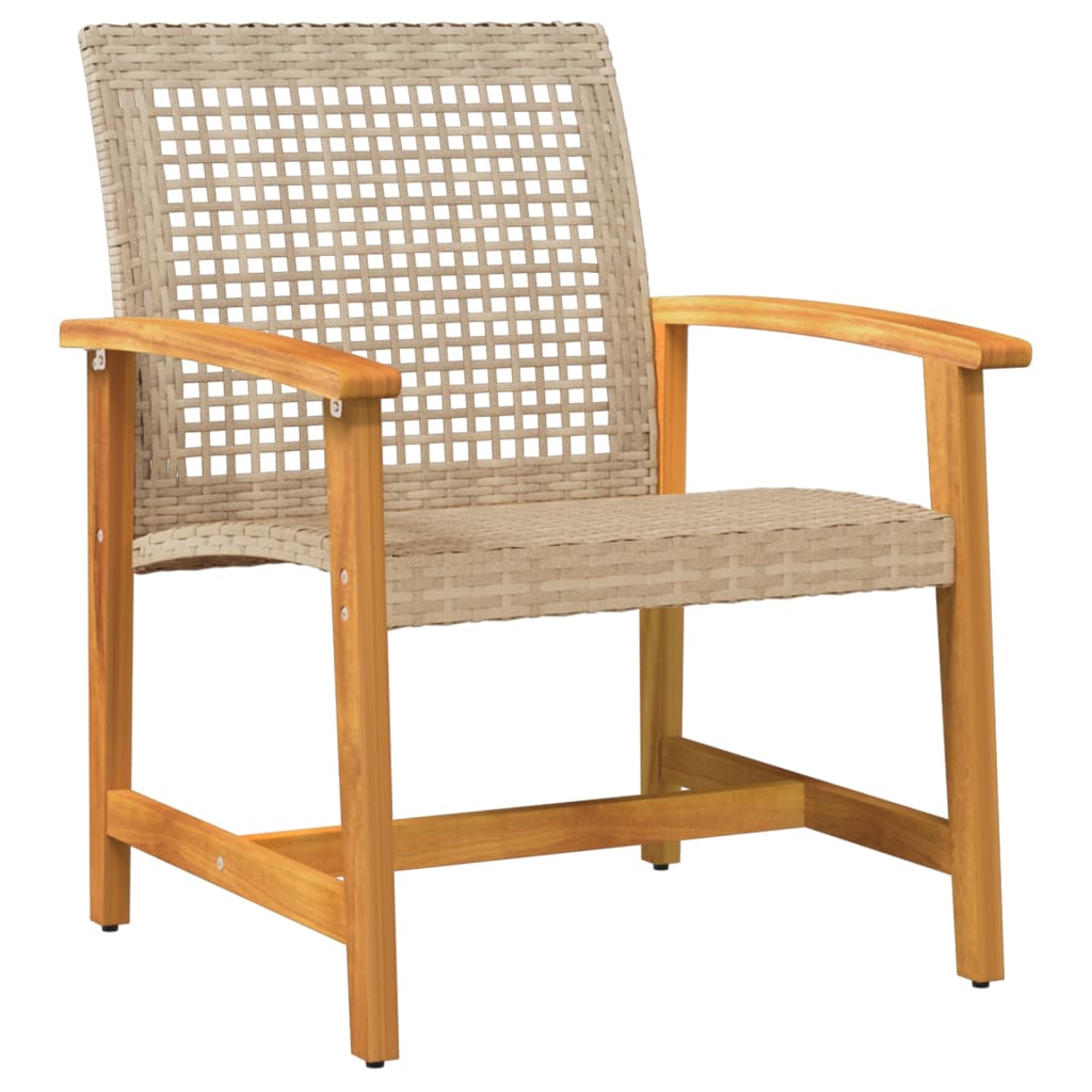 vidaXL Chaises de jardin lot de 2 beige résine tressée bois d’acacia