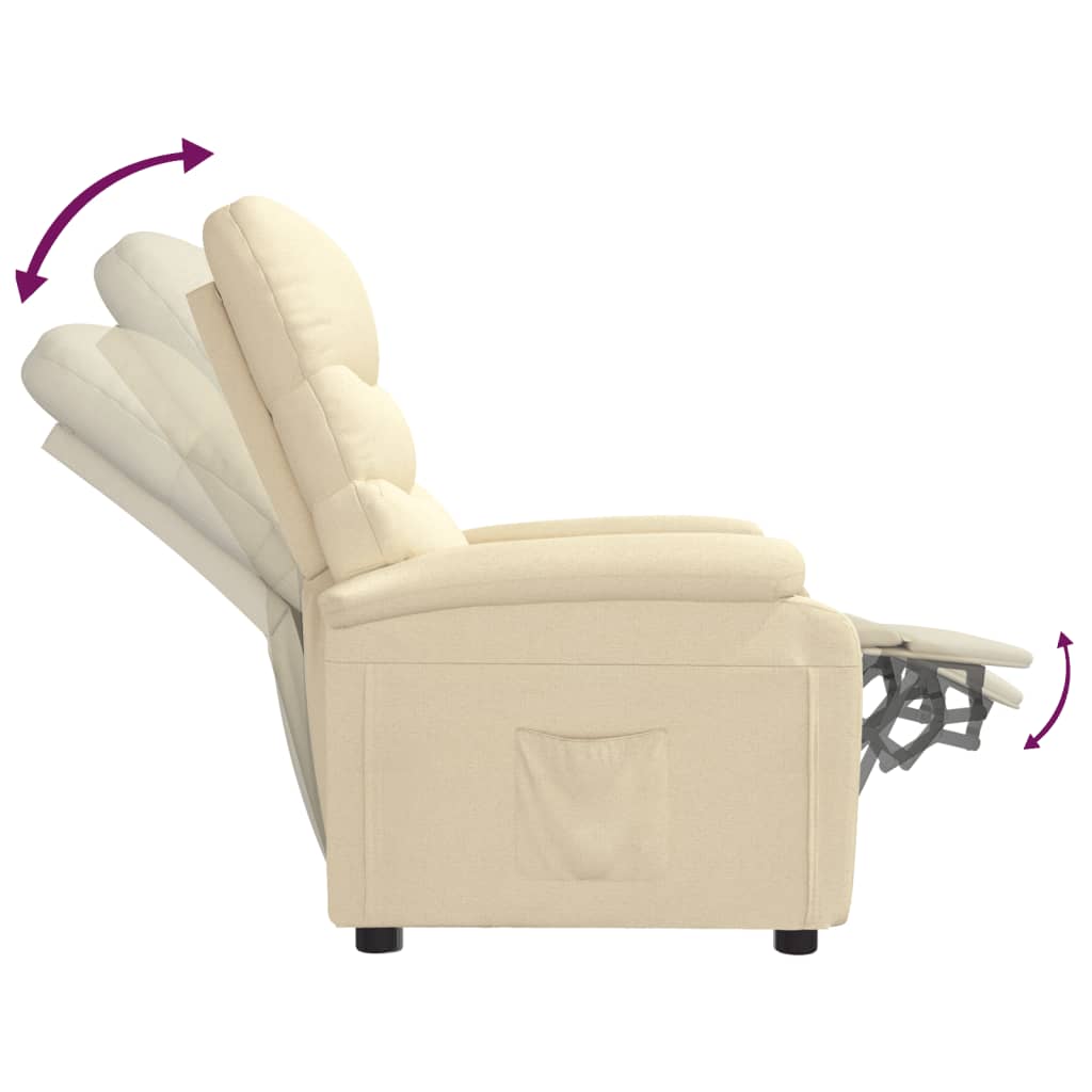 vidaXL Fauteuil inclinable Crème Tissu