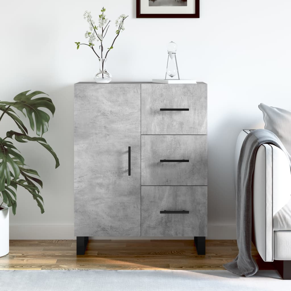 vidaXL Buffet gris béton 69,5x34x90 cm bois d'ingénierie