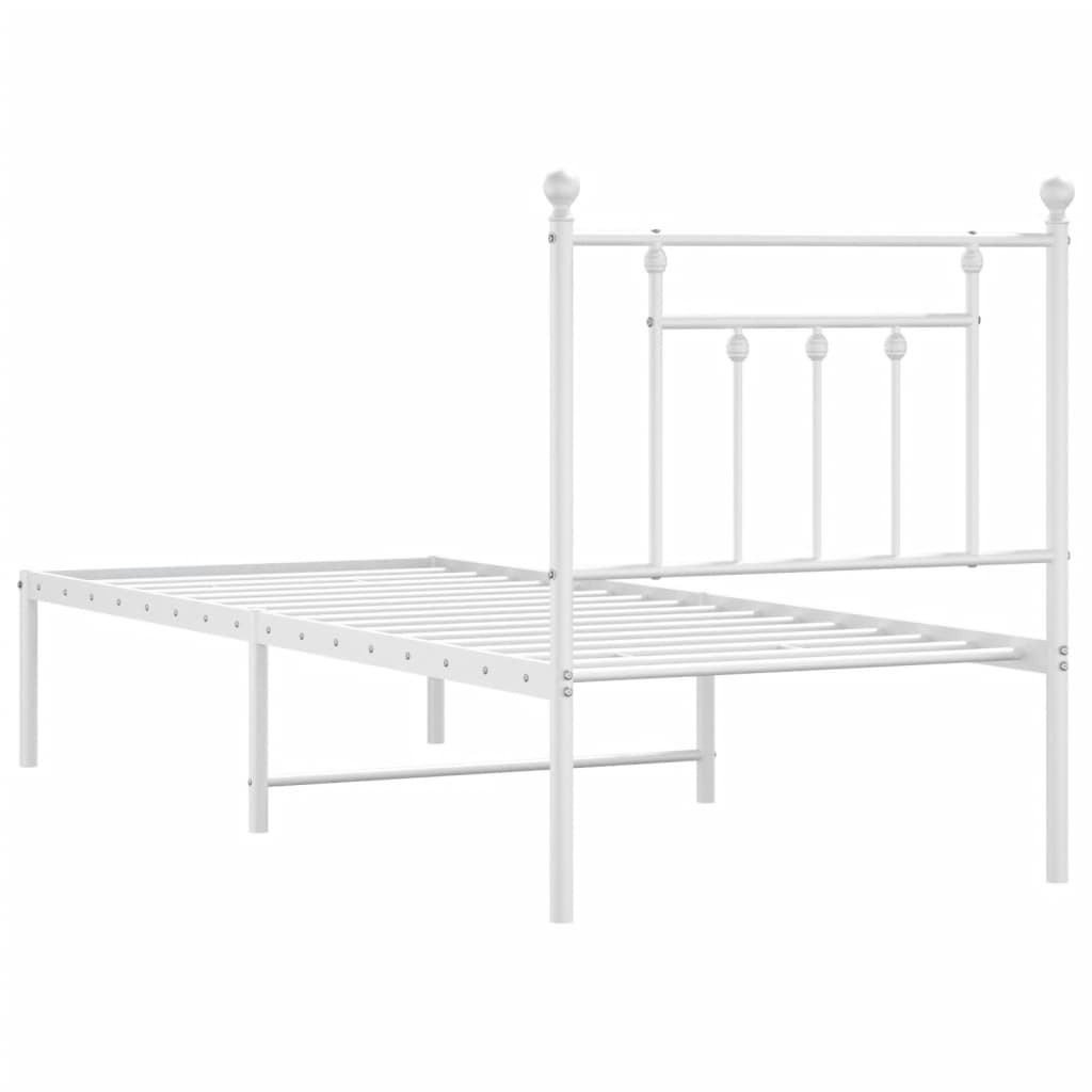 vidaXL Cadre de lit métal sans matelas avec tête de lit blanc 75x190cm