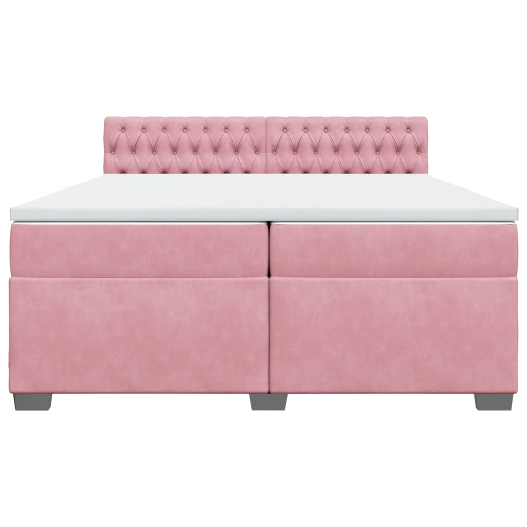 vidaXL Sommier à lattes de lit avec matelas Rose 200x200 cm Velours