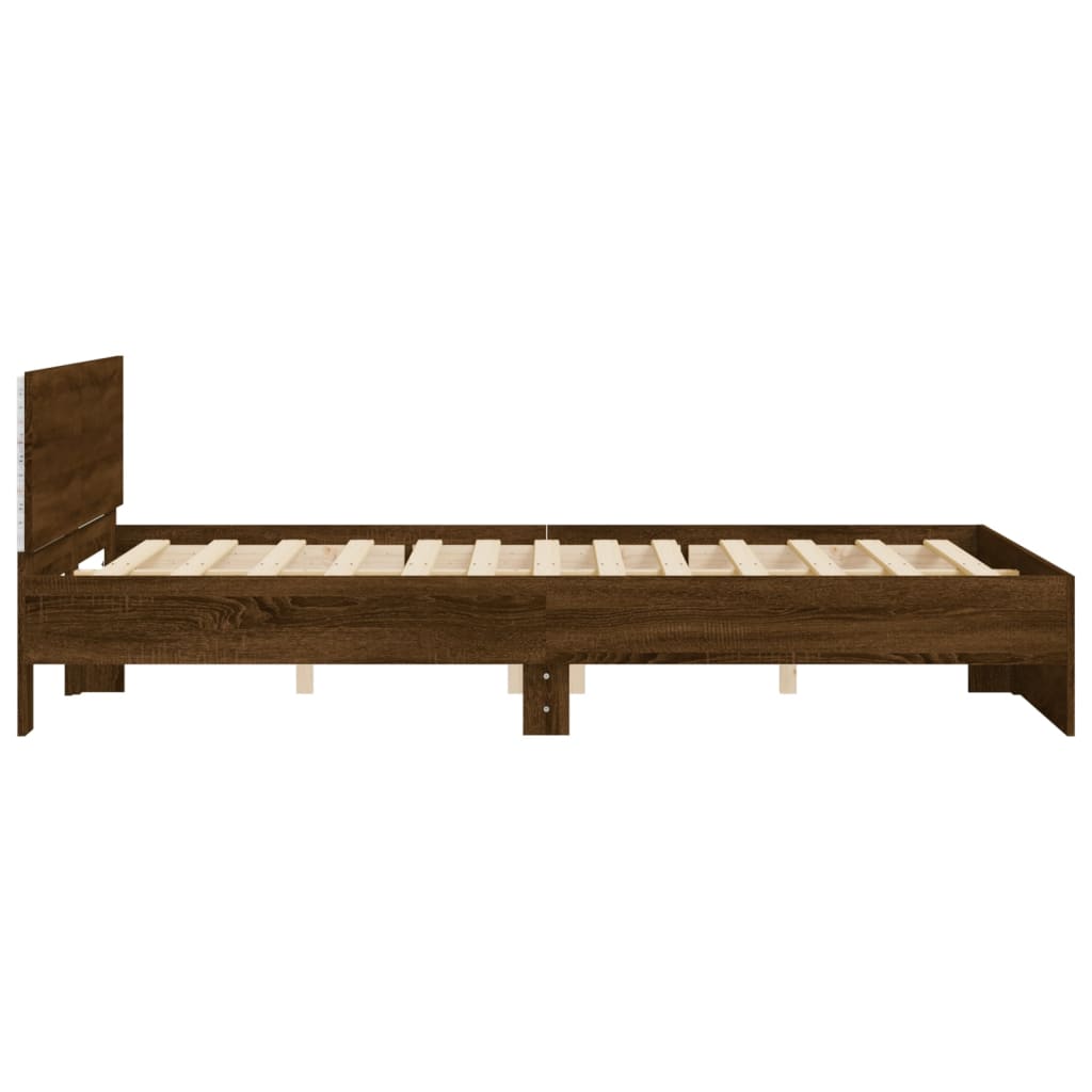 vidaXL Cadre de lit avec LED sans matelas chêne marron 160x200 cm