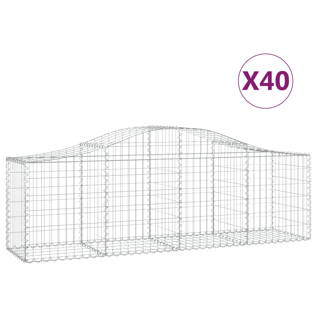 vidaXL Paniers à gabions arqués 40 pcs 200x50x60/80 cm fer galvanisé