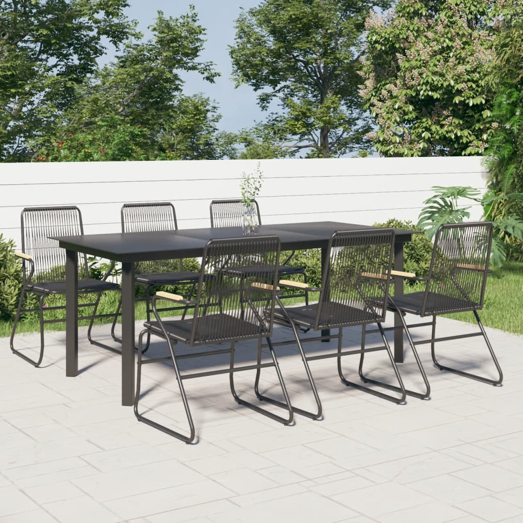 vidaXL Ensemble à manger de jardin 7 pcs Noir Rotin PVC