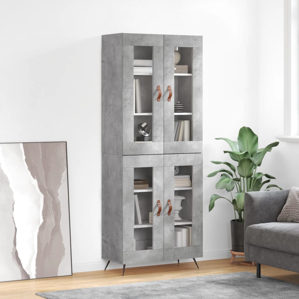 vidaXL Buffet haut Gris béton 69,5x34x180 cm Bois d'ingénierie