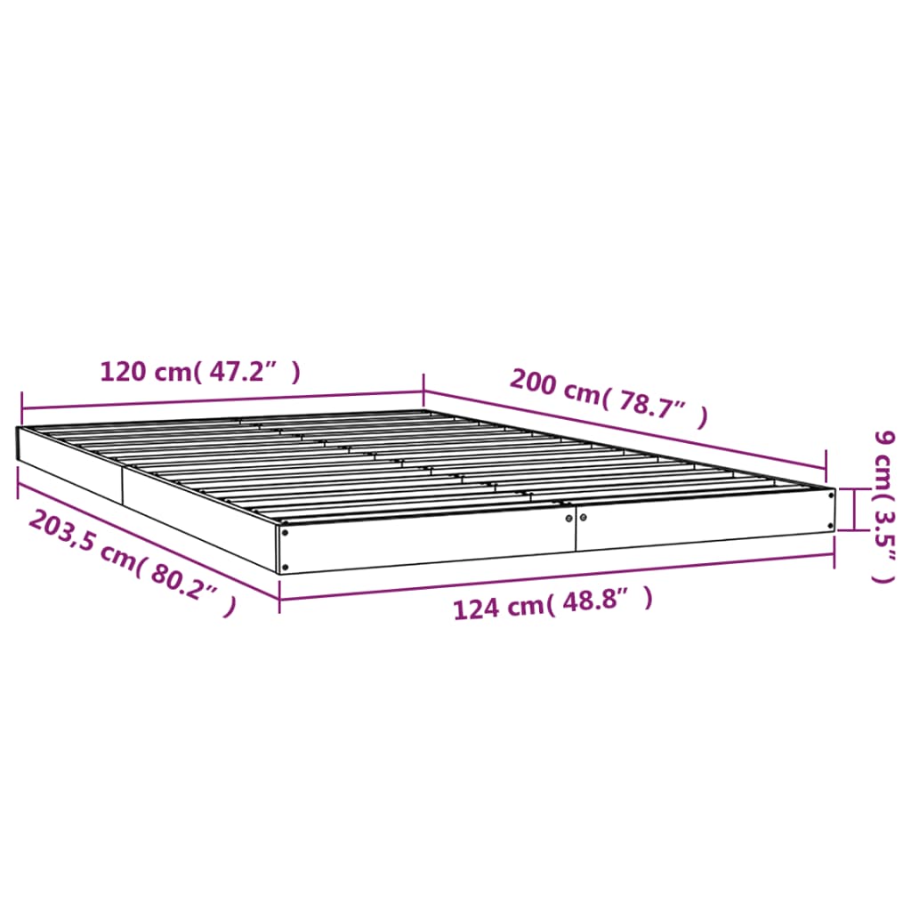 vidaXL Cadre de lit Marron miel 120x200 cm Bois de pin massif