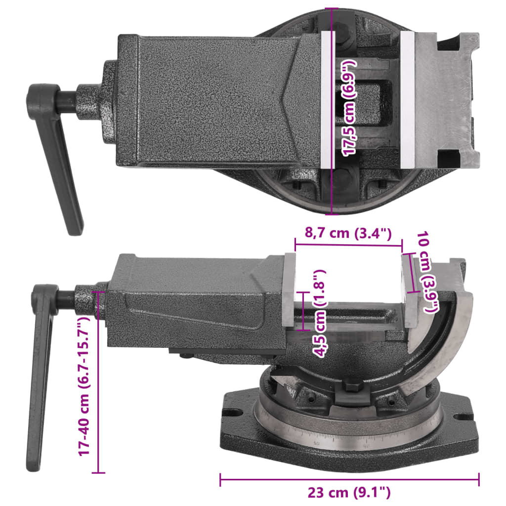 vidaXL Étau inclinable à 2 axes 100 mm