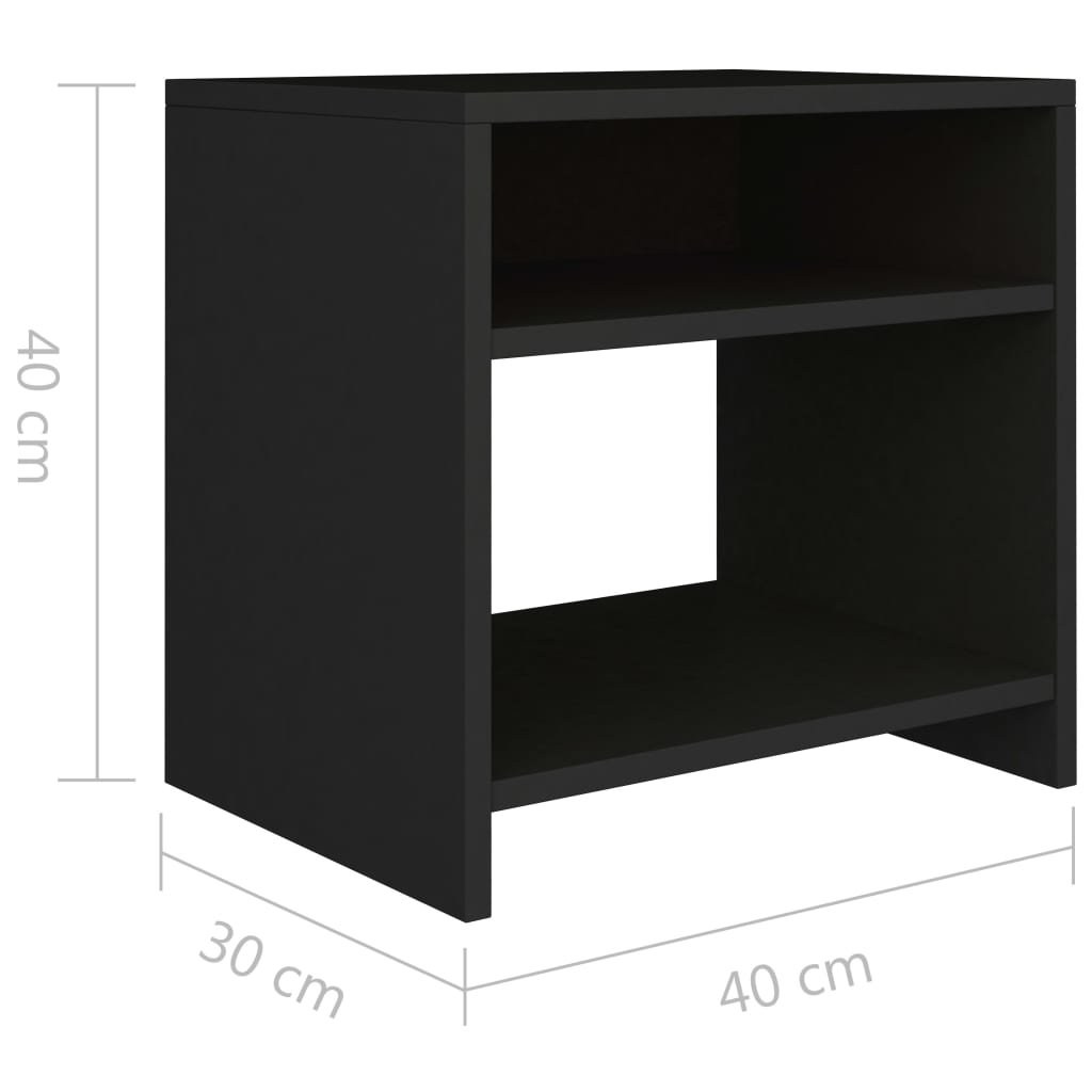 vidaXL Table de chevet Noir 40x30x40 cm Bois d'ingénierie