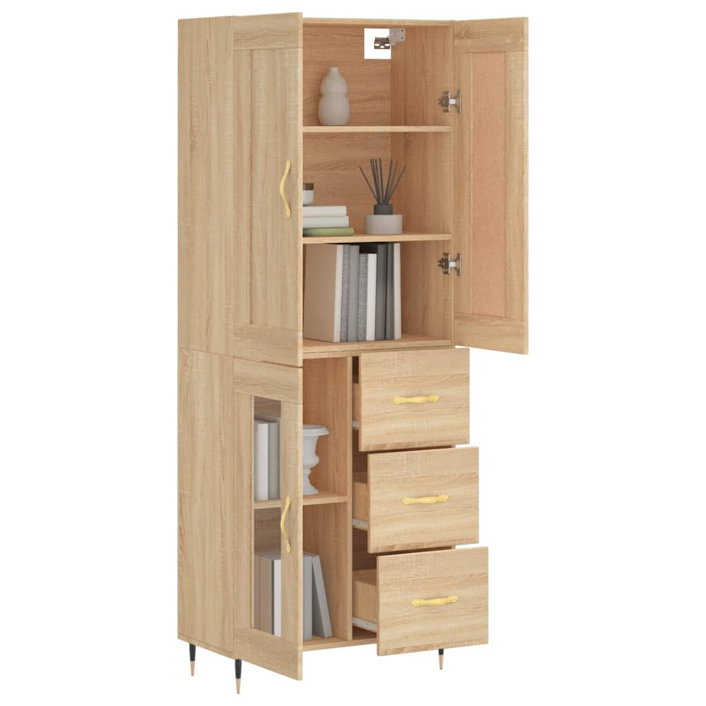 vidaXL Buffet haut Chêne sonoma 69,5x34x180 cm Bois d'ingénierie