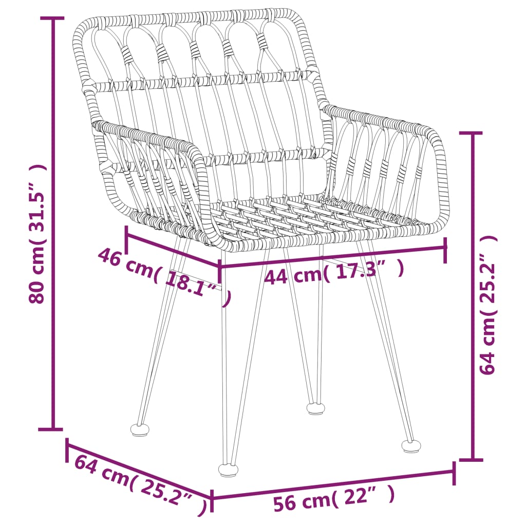 vidaXL Ensemble à manger de jardin 3 pcs Noir Résine tressée