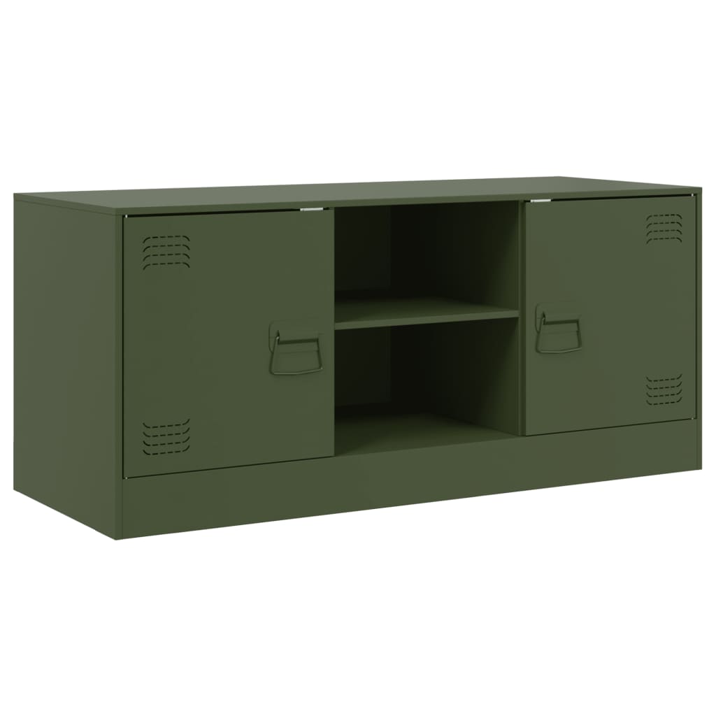 vidaXL Meuble TV vert olive 99x39x44 cm acier