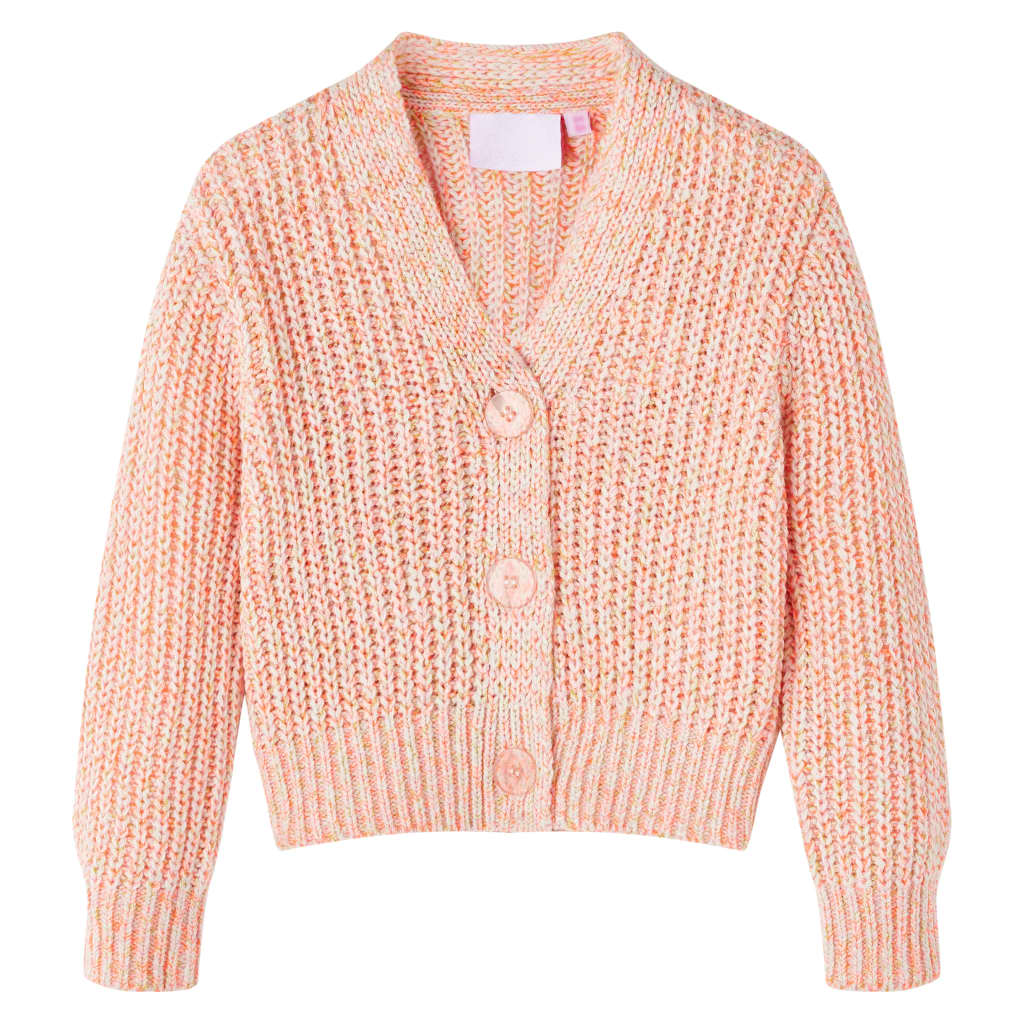 Cardigan pour enfants tricoté rose mélangé 140