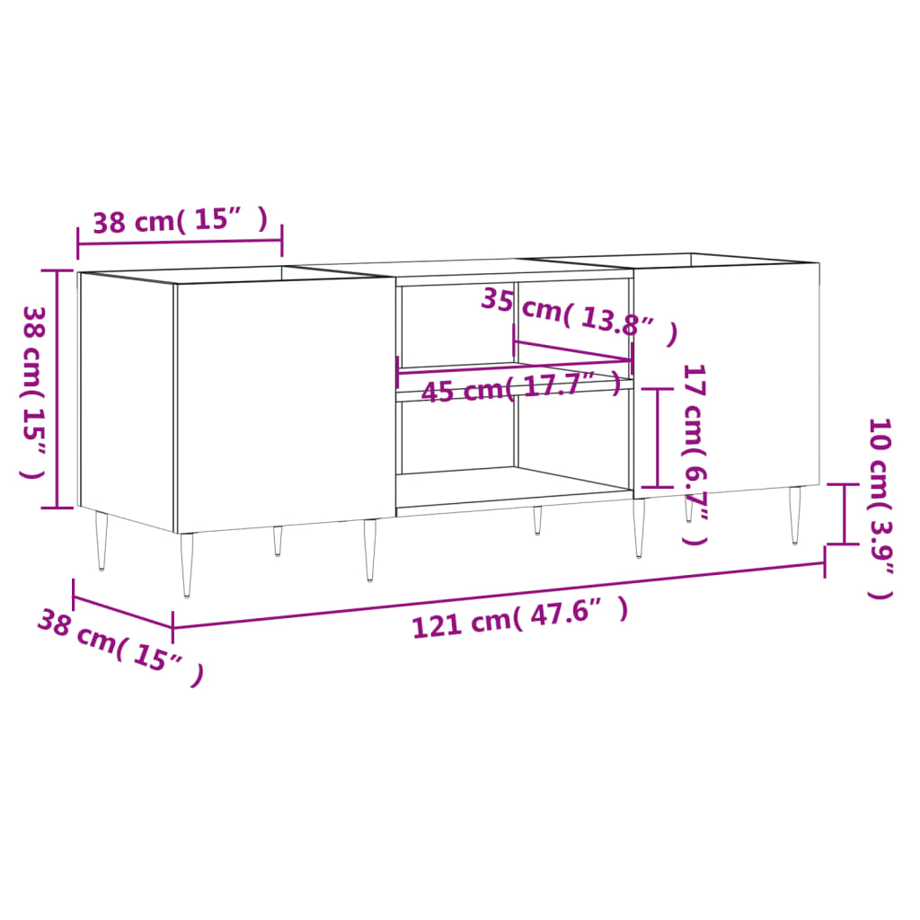 vidaXL Armoire à disques blanc brillant 121x38x48 cm bois d'ingénierie