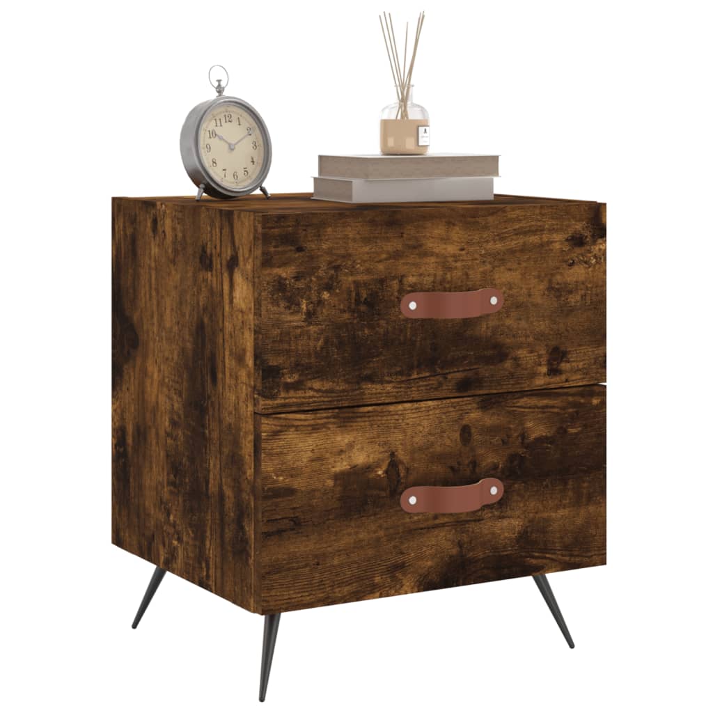 vidaXL Table de chevet chêne fumé 40x35x47,5 cm bois d’ingénierie