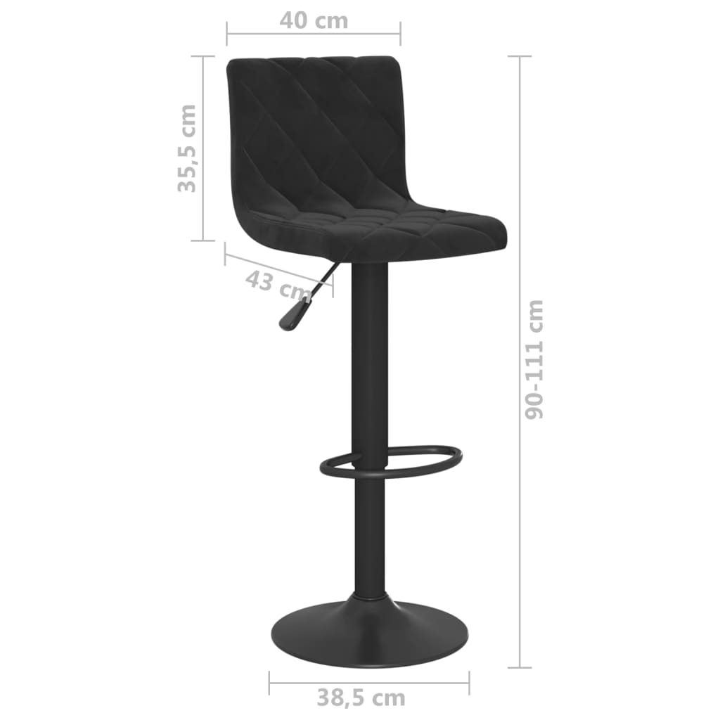 vidaXL Tabourets de bar lot de 2 Noir Velours