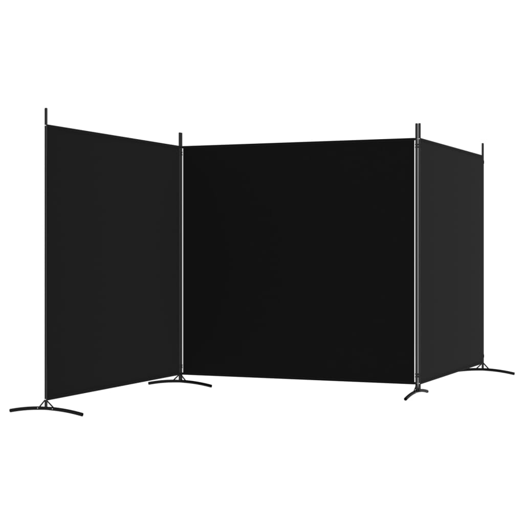 vidaXL Cloison de séparation 3 panneaux Noir 525x180 cm Tissu