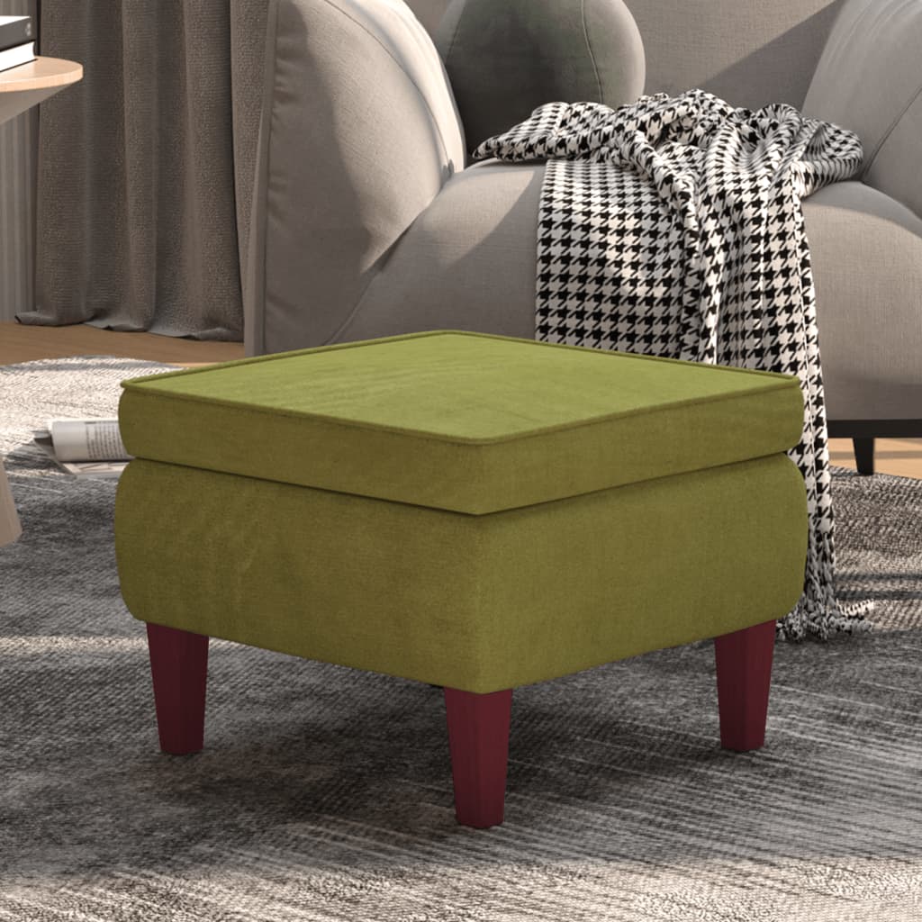 vidaXL Tabouret avec pieds en bois Vert clair Velours