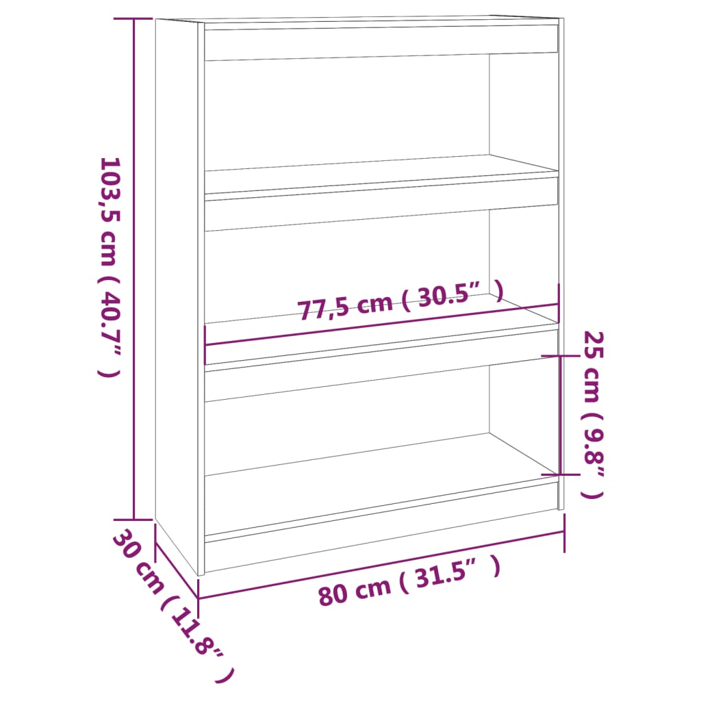 vidaXL Bibliothèque/Séparateur de pièce Gris 80x30x103,5 cm Pin massif