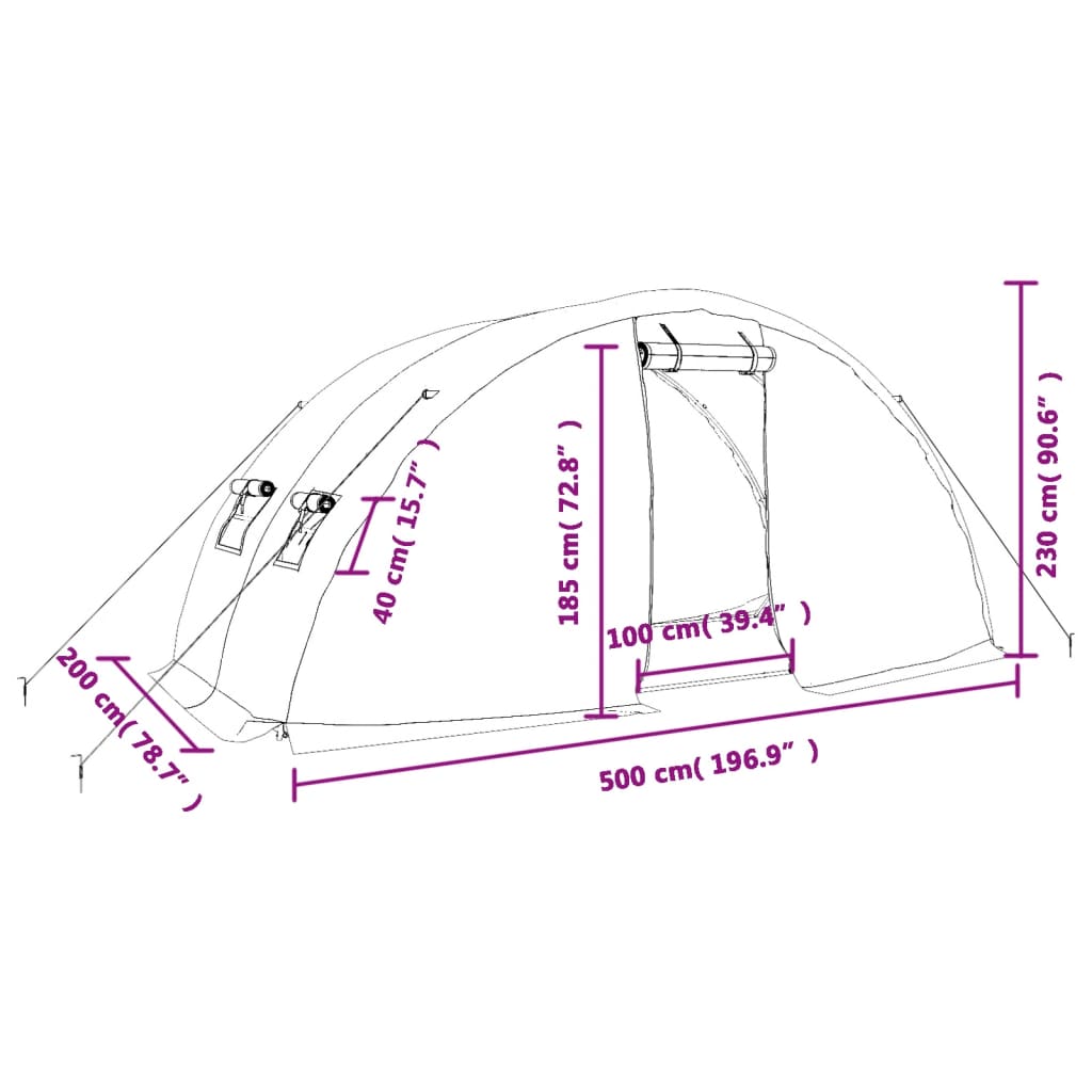 vidaXL Serre avec cadre en acier blanc 10 m² 5x2x2,3 m