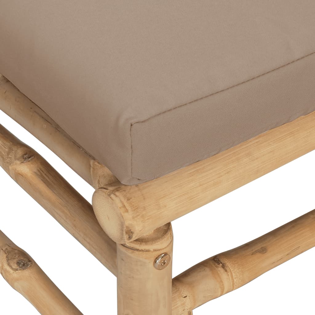 vidaXL Salon de jardin 3 pcs avec coussins taupe bambou