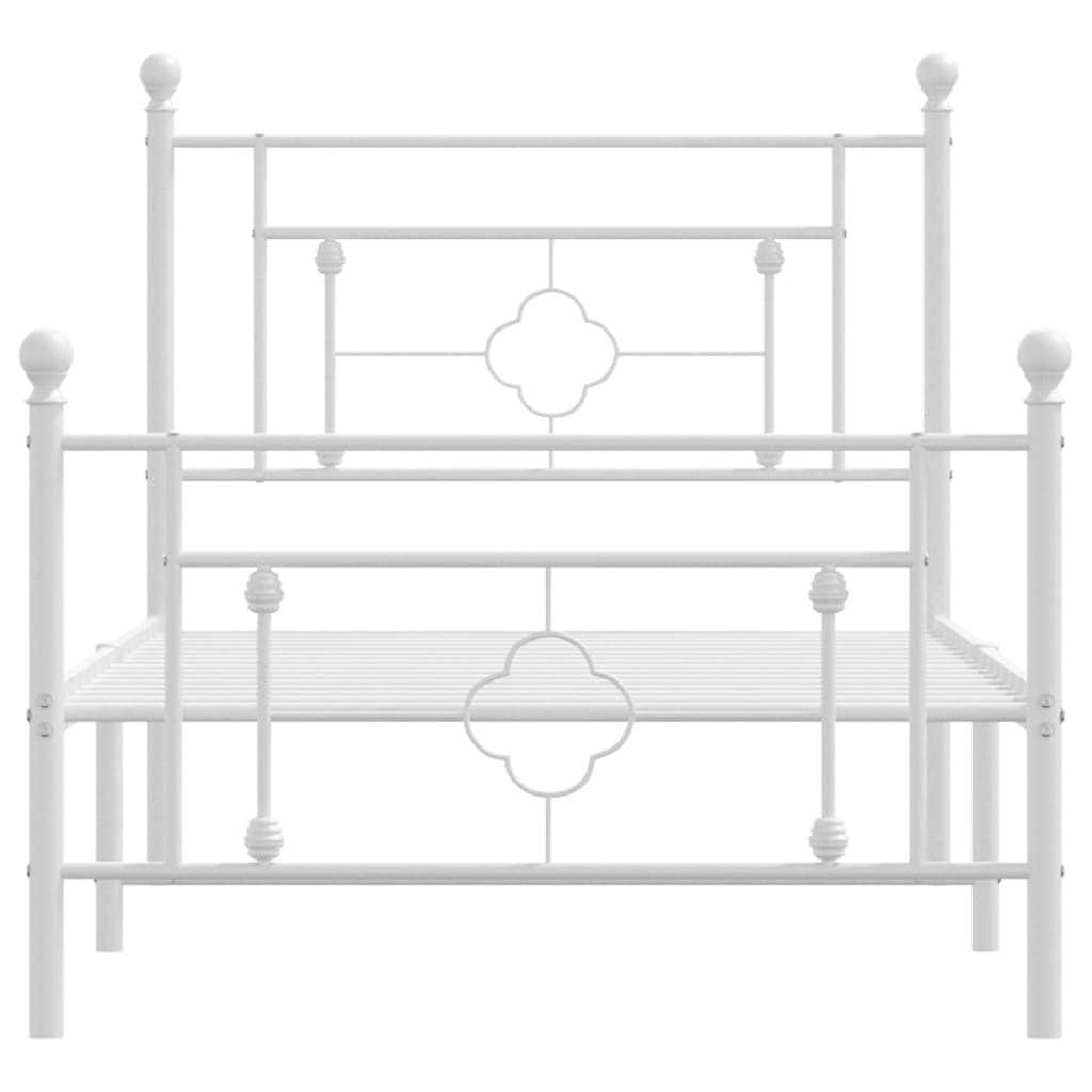 vidaXL Cadre de lit métal sans matelas et pied de lit blanc 100x200 cm